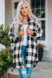 Blue Turn-down Collar Plaid Shirt Jacket