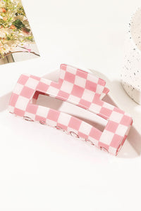 Sachet Pink Checkered Print Hollow Out Hair Clip