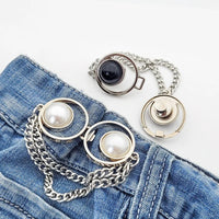 New Pearl Chain Waist Tighten Buckle Nail-free Metal Jeans Skirts Pants Clips Buttons Pins DIY Waist Tightener Clothing Buckles