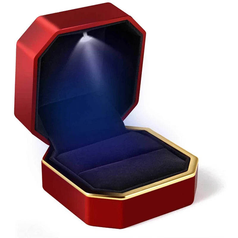 1 Pcs LED Jewelry Ring Box Luxury Velvet Rubber Necklace Pendant Gifts Display With Light For Proposal Engagement Wedding Case