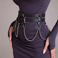 ﻿ Women Sexy Leather Harness Belt Waist Chain Harness Fashion Waistband Accessory Leisure Punk Gothic Clothing Jewelry Belt