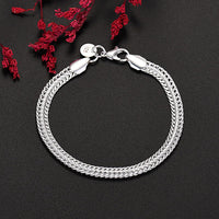 925 Sterling Silver Exquisite Solid Chain Bracelet Fashion Charm Women Men Solid Wedding Cute Simple Models Jewelry