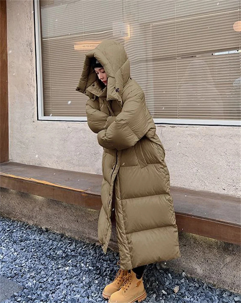 Warm Winter Pink Hooded Long Women Parkas Chaqueta Thick Cotton Padded Windproof Parcas Overcoat Casual Loose Snow Wear Jaquetas