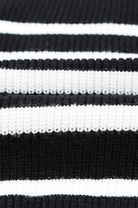 Black Striped Zipper Knit Sweater