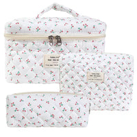 Women's Spring elegant flower pattern makeup bags, 2 pcs/set portable large capacity cosmetic storage bags, zipper makeup organizer for travel use