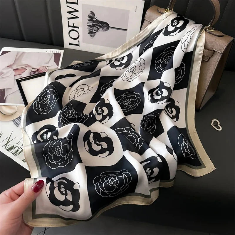 Luxury Silk Scarfs Square Scarf Korean Fashion Kerchief Popular Silk Scarves Bandanna Wraps Scarf Decoration Shawl 70*70CM