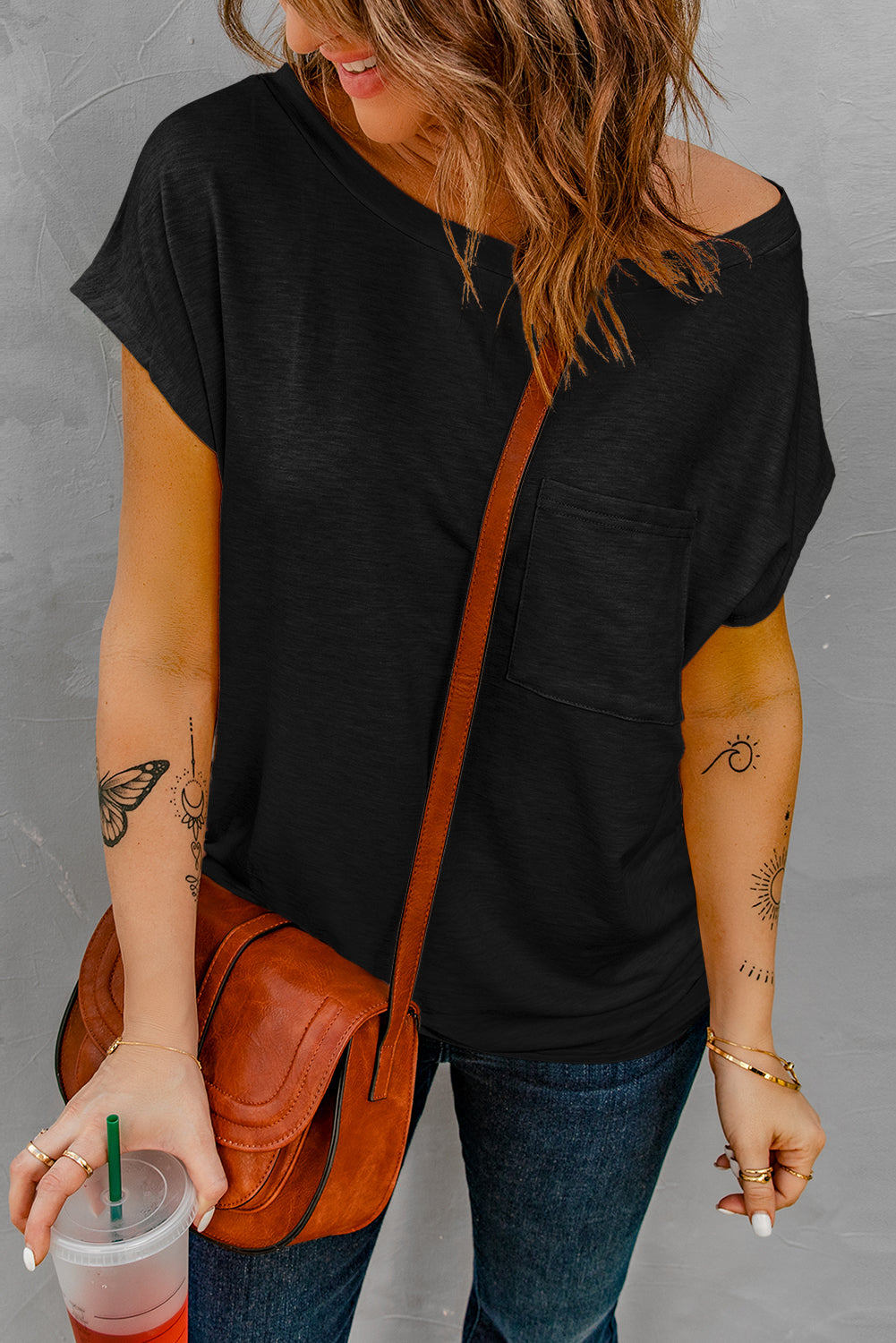 Blank Apparel - Black Pocketed Tee with Side Slits