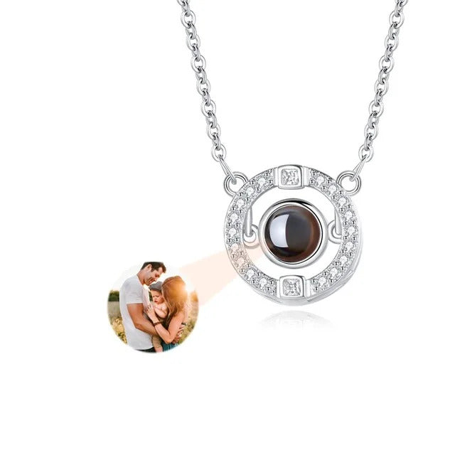 Custom Photo Projection Necklace with Picture Inside I Love You Necklace 100 Languages Personalized Heart Pendant Necklace Gift