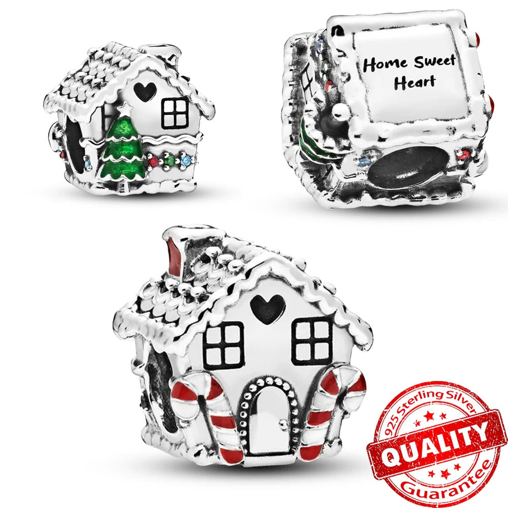 Sparkling 925 Sterling Silver Christmas Carousel & Santa Claus Charm Fit Original Bracelet Women Christmas Gift Jewelry Making