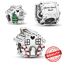 Sparkling 925 Sterling Silver Christmas Carousel & Santa Claus Charm Fit Original Bracelet Women Christmas Gift Jewelry Making