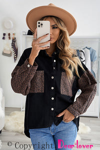 White Contrast Leopard Denim Jacket