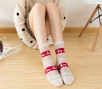 5 Pairs Elk Print Thickened Socks, Comfy & Warm Christmas Mid Tube Socks, Women's Stockings & Hosiery