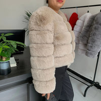 Women's Fashion faux fur coat super hot Autumn Winter women short Faux fox fur fluffy jacket high quality 7xl Ladies furry coats