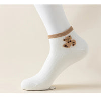 4/5/6/8 Pairs of Cute Teddy Bear Short Socks with Shallow Mouthed Spring and Summer Casual Matching Short Tube Boat Socks