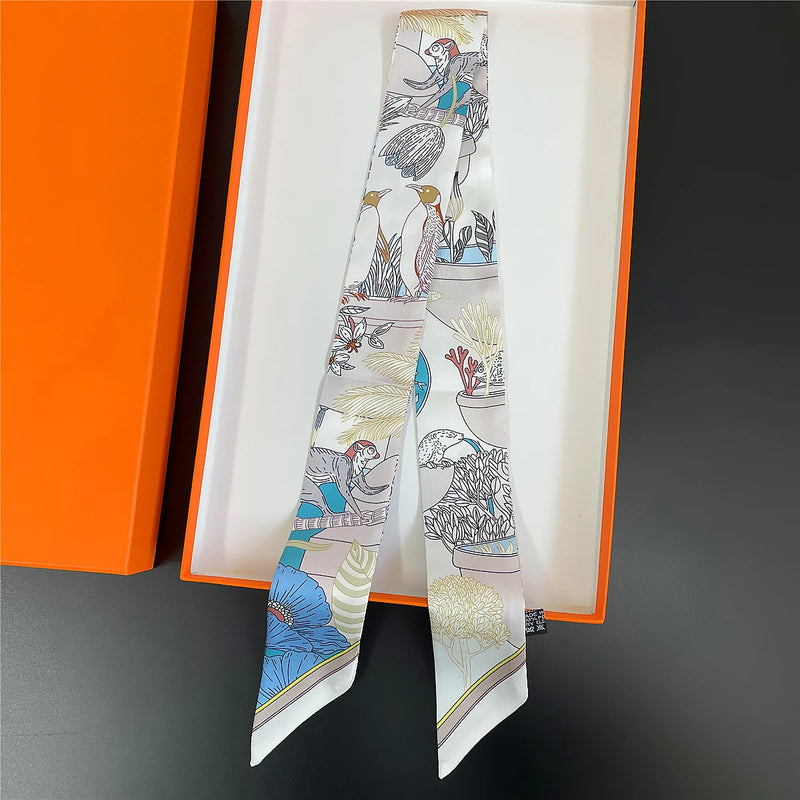 The Newest Chain Brand Design Twill Silk Scarf Luxury Scarf Women Foulard Skinny Bag Scarves Fashion Neckerchief Headband