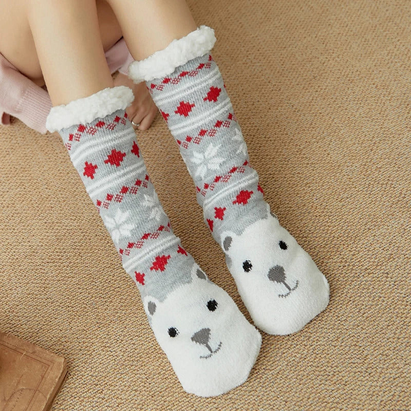 2024 New Cute Warm Socks Thicken Plus Winter Women Fuzzy Socks Christmas Kawaii Stocking Xmas Gift Home Floor Room Funny Sock