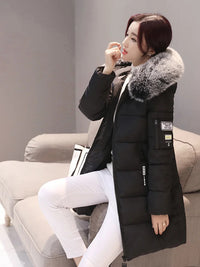 Winter Warm Fur Collar Hooded Women Parka Fashion Comfortable Zipper Pockets Design Long Jacket Elegant Slim Thick Female Coats