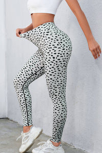 Apricot Dalmatian Spots Printed Stretchy High Waist Leggings