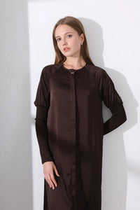 AS 2024 woman clothing satin dress button down design smocking sleeve maxi dress ( Ship out in 1 day)