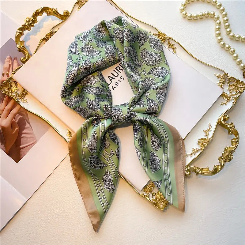 70cm Silk Feeling Square Scarf Women Satin Bandana Print Scarves Head Band Fashion Lady Hair Shawl Wrap Female Neckerchief Hijab