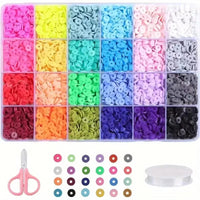 14400/4200/2400pcs Assorted Polymer Clay Beads Kit for DIY Jewelry Making - Handmade Craft for Bracelet, Necklace, Earrings