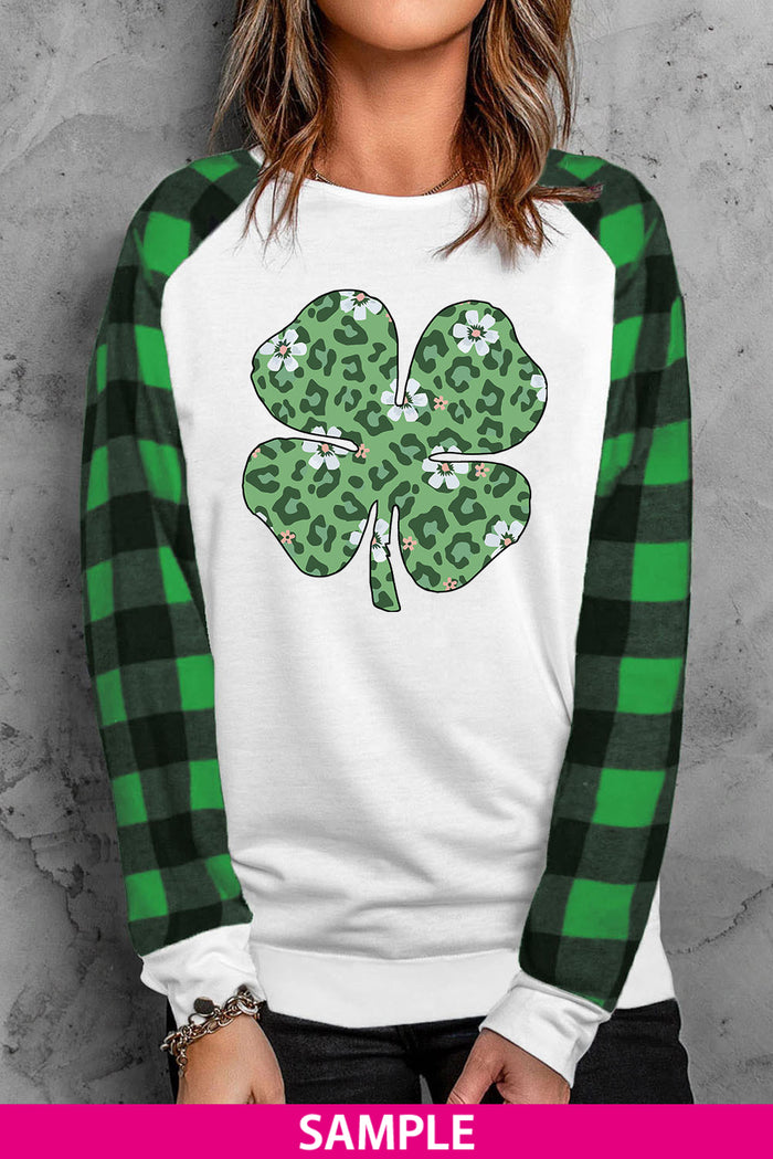 Blank Apparel - Green Buffalo Plaid Long Sleeve Sweatshirt