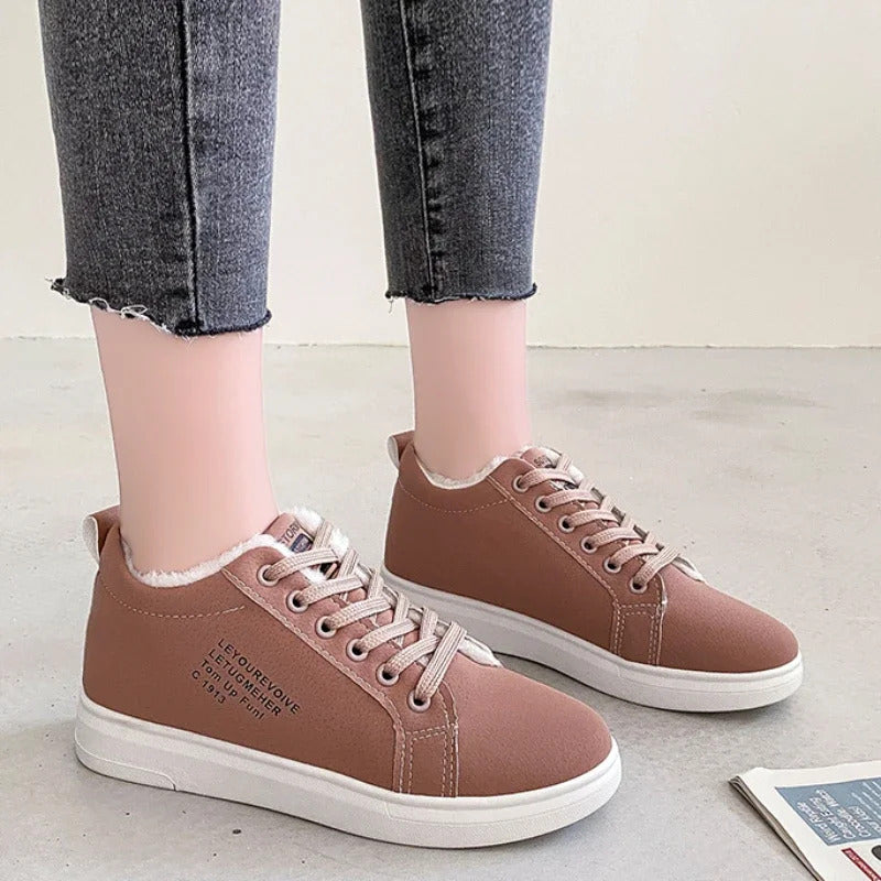 New Women's Pu Leather Snow Boots Female Boots Cotton Shoes Winter Velvet Upper Soled Warm Snow Woman Cotton Casual Boots