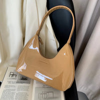 Fashionable Shoulder Bags for Women's Designer Solid Colors Patent Leather Crescent Bag 2024 New Small Handbag Ladies Totes Sac