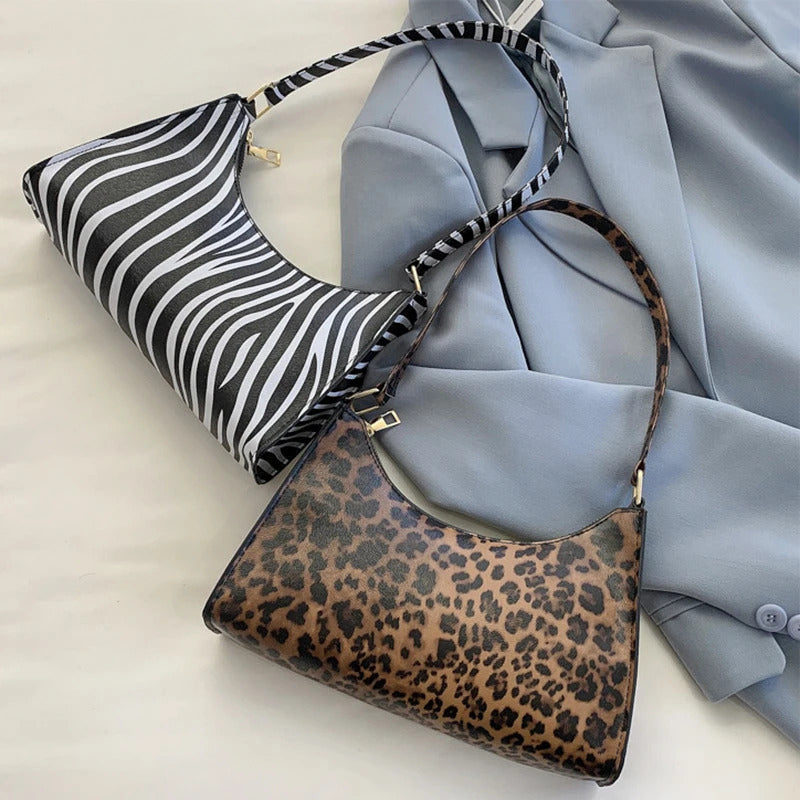 Summer New Shoulder Bags for Women High Quality Zebra Underarm Handbags PU Leather Leopard Armpit Purse Bag