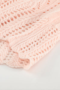 Pink Solid Drop Shoulder Knit Sweater