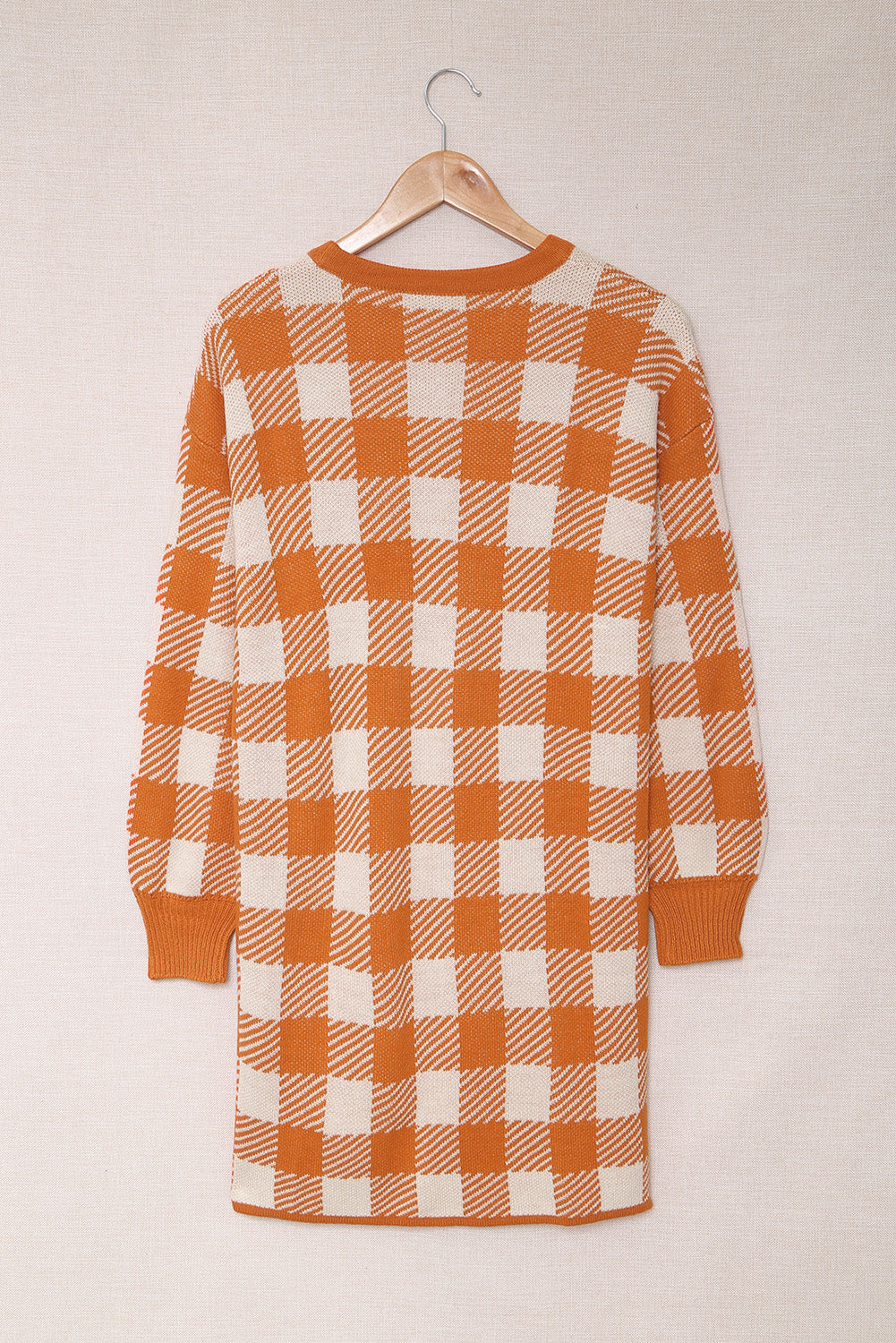 Orange Plaid Sweater Dress