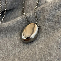 Metal Large Geometric Oval Water Drop Pendant Necklace for Women Girls Stainless Steel Long Style Sweater Chain Jewelry Gifts