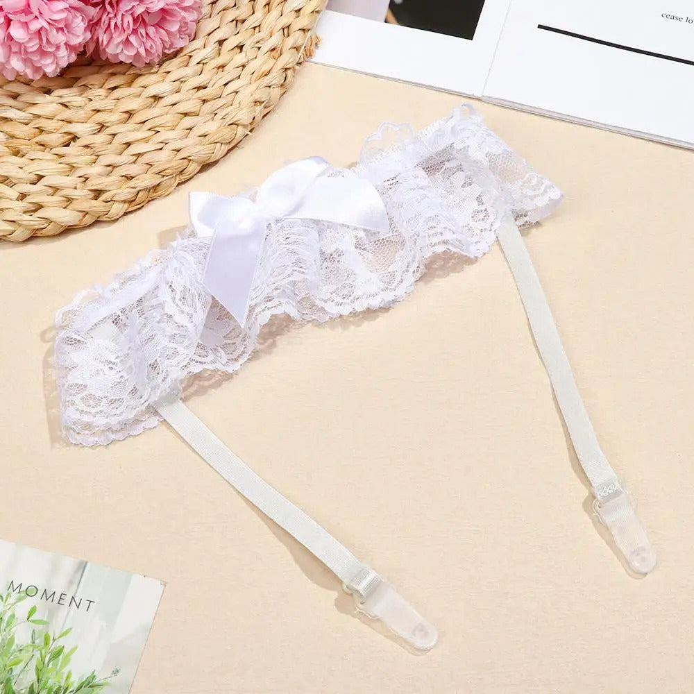 Sexy Fashion Lingerie Wedding Garter Belt Bride Cosplay Party Accessories Bowknot Lace Elastic Leg Ring