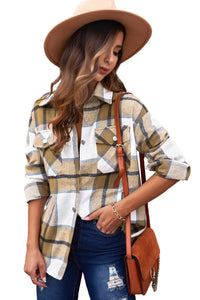 Button-up Pocket Long Sleeve Plaid Shacket