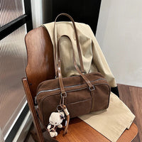 Casual Large Capaci Suede Bag Women 2024 New Autumn and Winter Retro Brown Commuter Shoulder Bag Pillow Bag