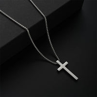 3pcs Set Men's Stainless Steel Metal Cross Pendant Chain Necklace Bracelet Ring Jewelry Set Male Hip Hop Daily Wear Accessories