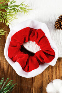 Fiery Red Mixed Flannel Christmas Scrunchie Hair Tie