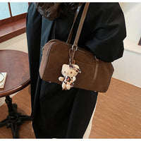 Casual Large Capaci Suede Bag Women 2024 New Autumn and Winter Retro Brown Commuter Shoulder Bag Pillow Bag