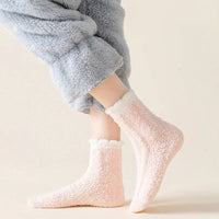 4 Pairs Women Winter Warm Fuzzy Socks Thick Thermal Solid Soft Fluffy Socks Cute Fashion Slipper Home Floor Sleeping Socks