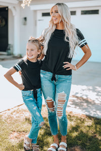 Black Family Matching Mom's Tie Knot Striped T-shirt