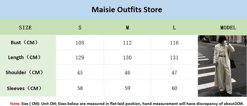 Fashion Oversize Lapel Extra Long Woolen Overcoat Women's Double Breasted Solid Cropped Overgarment 2024 Lady Commute Streetwear