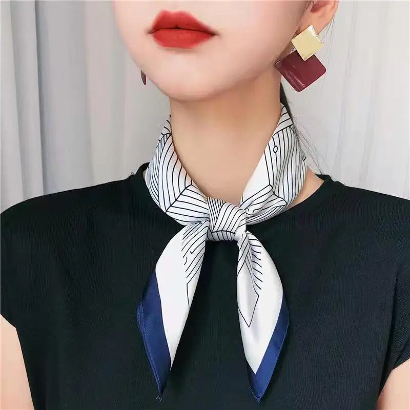 Print 70cm Silk Satin Headkerchief Women Luxury Design Neck Tie Scarf Female Hair Hand Wrist Foulard Shawl Hijab Bandana New