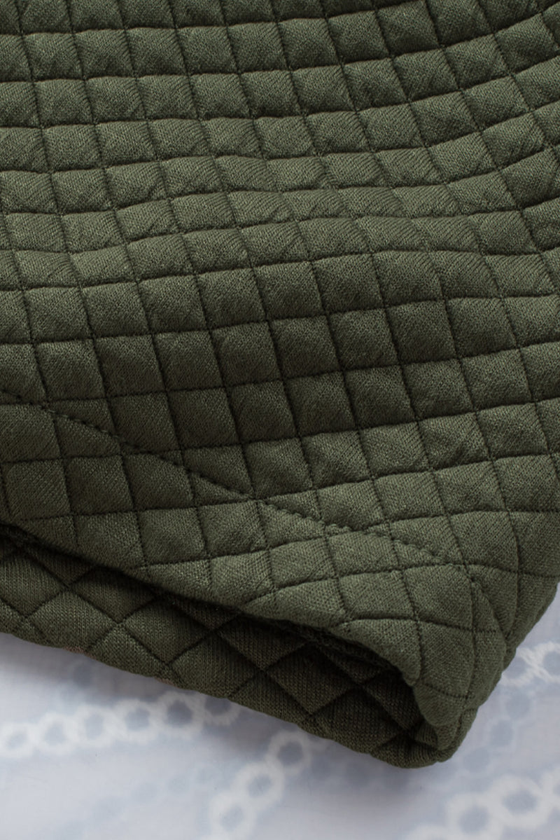 Green Retro Quilted Flap Pocket Button Shacket