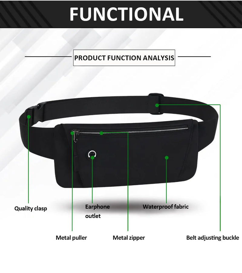 Running Waist Bag Sports Belt Pouch Mobile Phone Bag Men Women Waist Pack Lightweight Gym Sports Bag Waist Pack Adjustable Strap