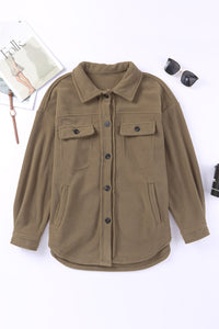 Turn Down Collar Buttoned Shirt Jacket