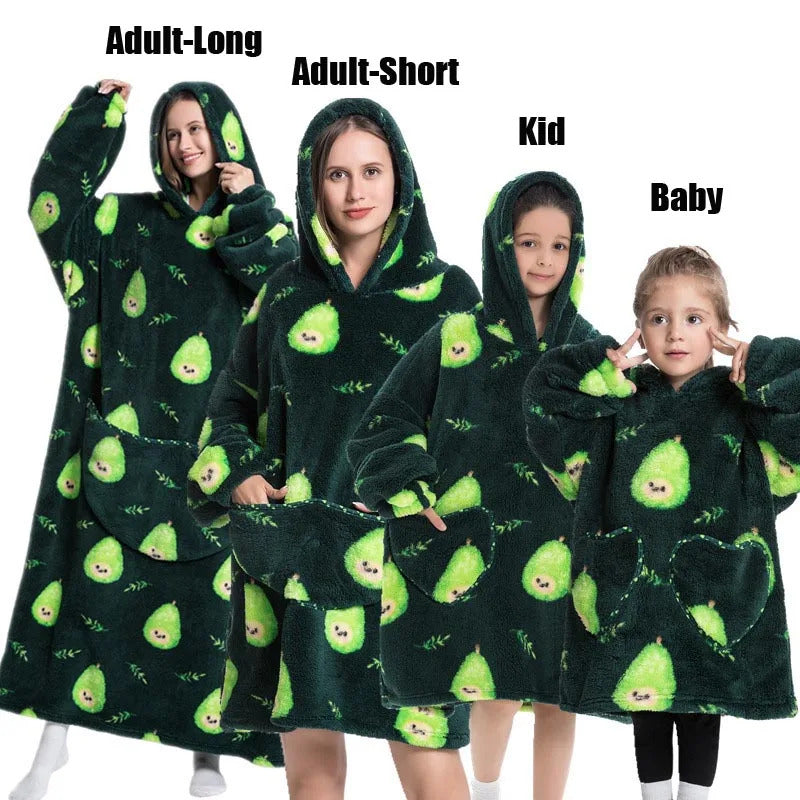 Winter Hoodies Sweatshirt Women Men Pullover Fleece Giant TV Oversized Blanket with Sleeves Adult Halloween Pumpkin Clothing