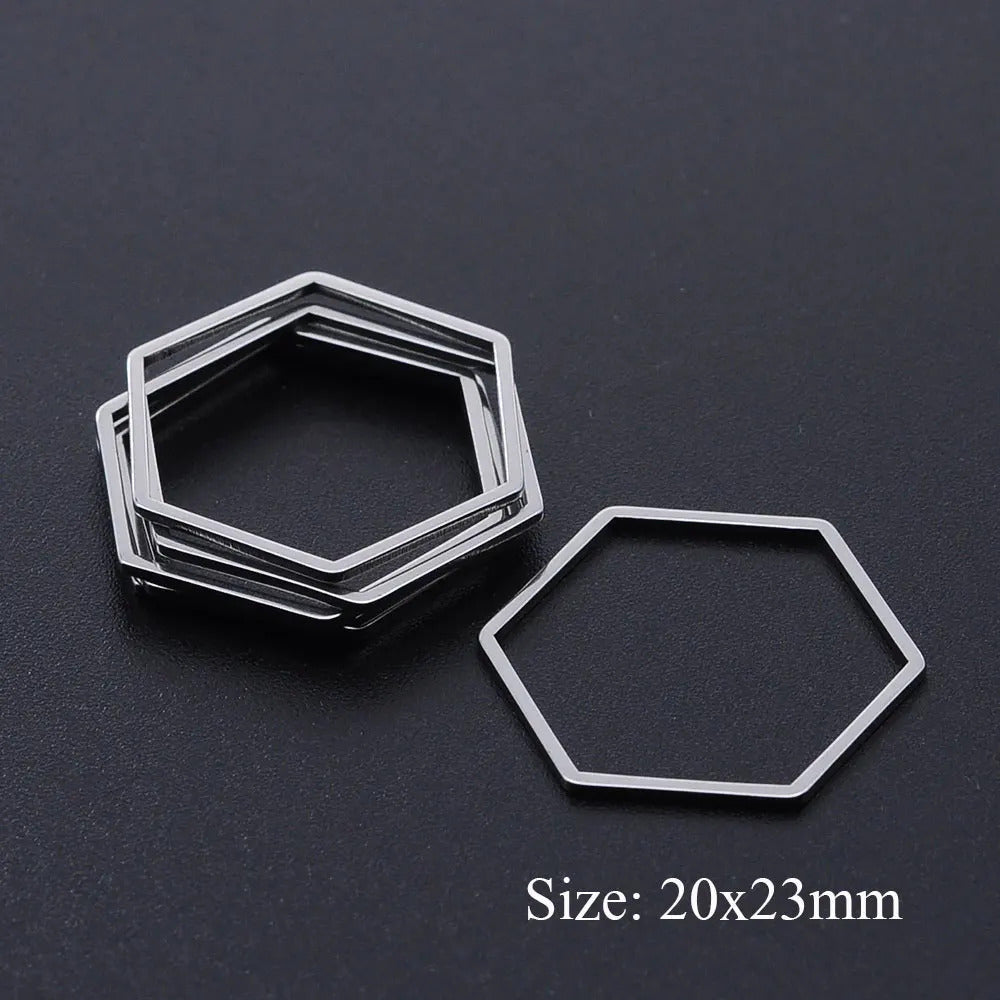 10pcs/lot 316 Stainless Steel   Hollow Geometric Square Circle Triangle Charms Wholesale Never Tarnish Jewelry Making Charms