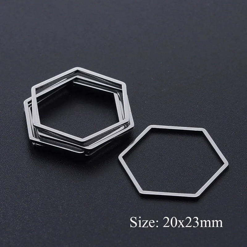 10pcs/lot 316 Stainless Steel   Hollow Geometric Square Circle Triangle Charms Wholesale Never Tarnish Jewelry Making Charms