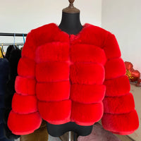 Women's Fashion faux fur coat super hot Autumn Winter women short Faux fox fur fluffy jacket high quality 7xl Ladies furry coats