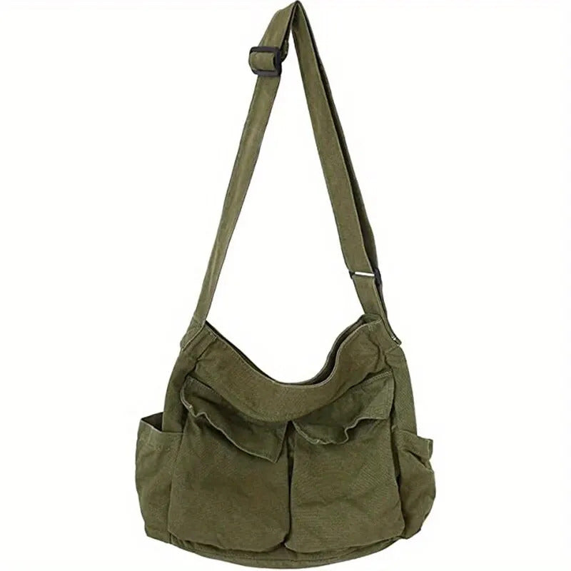 Women's School Messenger Bags For Women Shoulder Ladies Designer Handbag Solid Large Capacity Casual Canvas Shoulder Female Bags